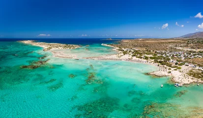No drill blackout roller blinds Elafonissi Beach, Crete, Greece Aerial panoramic view of a narrow sandy beach and beautiful tropical lagoons (Elafonissi, Crete)
