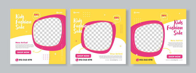 Kids fashion sale social media banner template premium vector