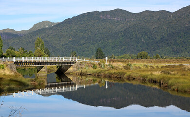 Obraz premium Aorere River bridge - New Zealand