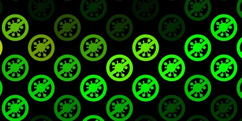 Fototapeta na wymiar Dark Green, Yellow vector backdrop with virus symbols.