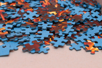 Mixed Peaces of a Colorful Jigsaw Puzzle - Strategy and Solving Problem Concept