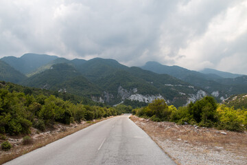 Obraz premium County road leading to Mt Olympus, Greece