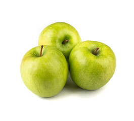 A group of green apples isolated over white background