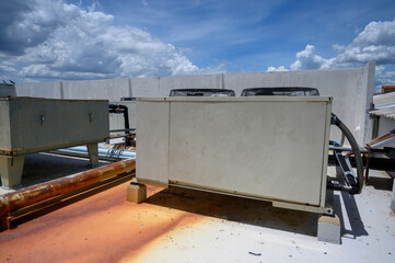 air compressors outside the industry building wall Air compressors installed in the factory.