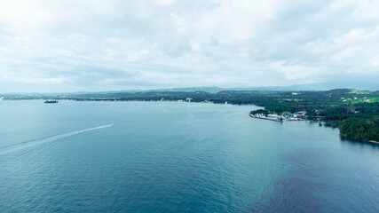 view of the sea in Caribbean coast- drone shot- aerial