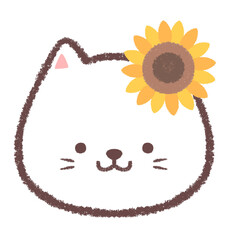 シロネコと向日葵のアイコン