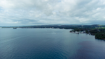 view of the sea in Caribbean coast- drone shot- aerial