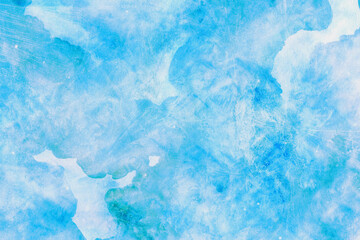 abstract watercolor blue sky and clouds effect painting pattern and grunge brushed gradient texture on white.