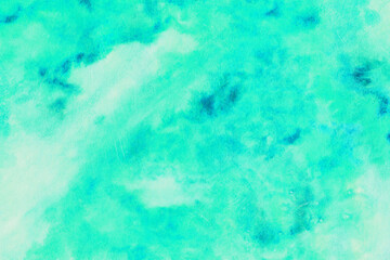 Fototapeta na wymiar abstract watercolor greenish blue sky and clouds effect painting pattern and grunge brushed gradient texture.