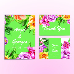 Wedding invitation floral spring set