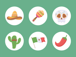 icons viva mexico traditional