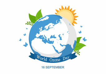 World Ozone Day is Commemorated Every September 16 To Raise Public Awareness About Of The Earth Layer And Protecting Environment. Background Vector Illustration