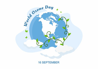 World Ozone Day is Commemorated Every September 16 To Raise Public Awareness About Of The Earth Layer And Protecting Environment. Background Vector Illustration