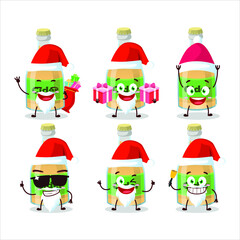 Santa Claus emoticons with cider bottle cartoon character. Vector illustration