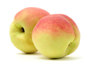 ripe peach on white background 