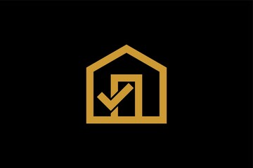 Home and checklist logo design vector. Real estate logo sign.