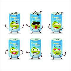 An image of coconut water can dancer cartoon character enjoying the music. Vector illustration