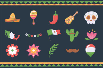 mexican icons set