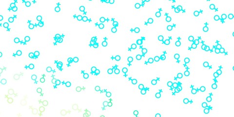 Light Blue, Green vector template with businesswoman signs.