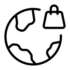 worldwide shopping line icon