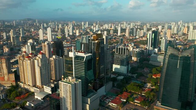 Aerial View Of Panama City Skyline With High-rise Buildings And Skyscrapers In Panama.