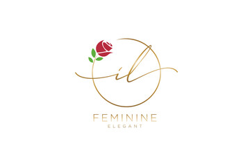initial IL Feminine logo beauty monogram and elegant logo design, handwriting logo of initial signature, wedding, fashion, floral and botanical with creative template. - obrazy, fototapety, plakaty