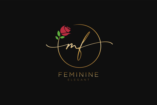 initial MF Feminine logo beauty monogram and elegant logo design, handwriting logo of initial signature, wedding, fashion, floral and botanical with creative template.