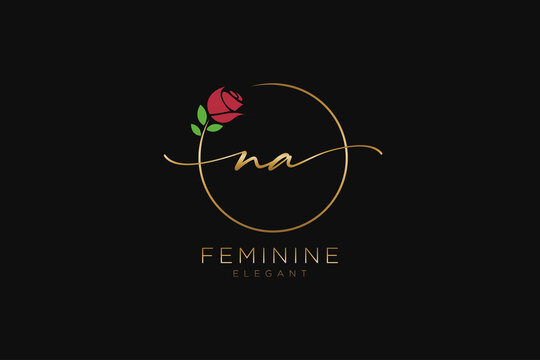 initial NA Feminine logo beauty monogram and elegant logo design, handwriting logo of initial signature, wedding, fashion, floral and botanical with creative template.