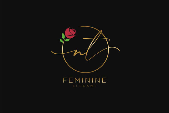 initial NT Feminine logo beauty monogram and elegant logo design, handwriting logo of initial signature, wedding, fashion, floral and botanical with creative template.