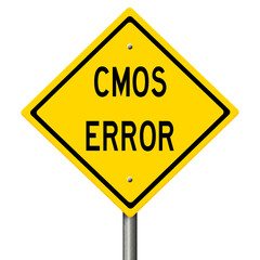 Rendering of a yellow highway sign illustrating a computer warning