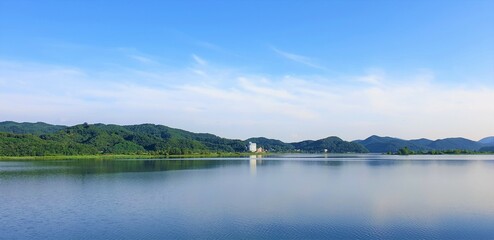 다산 정약용 유적지에서 바라본 팔당호 아름다운 남양주 여름 풍경,  - Paldang Lake, Namyangju, South Korea