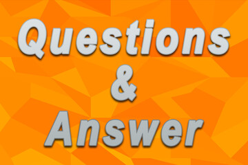 illustration of the words questions and answers on orange background