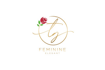 initial TG Feminine logo beauty monogram and elegant logo design, handwriting logo of initial signature, wedding, fashion, floral and botanical with creative template.