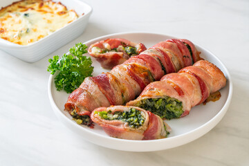baked bacon stuffed spinach and cheese