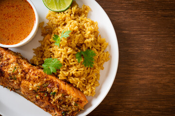 masala rice with salmon tandoori