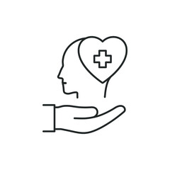 Mental health. Psychotherapy icon line style isolated on white background. Vector illustration