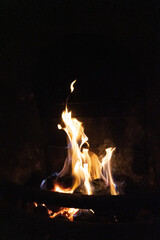 fire in fireplace