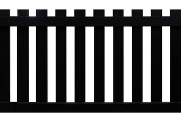 Dark black hardwood fence isolated on a white background