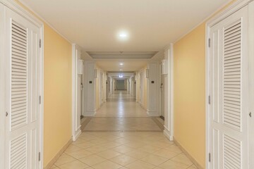 The corridor between the rooms at the luxury resort