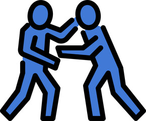 wrestling color outline icon