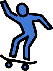 skateboarding color outline icon