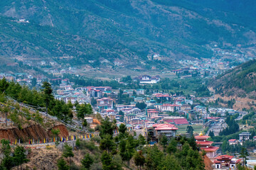 Fototapeta na wymiar North view of capital city of Bhutan