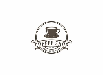 logo for coffee shop or coffee product with cup of coffee illustration