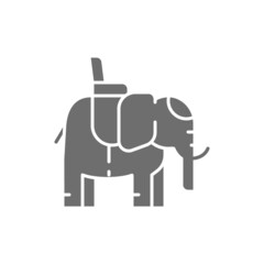 Indian elephant with a saddle grey icon.