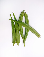 Groups of fresh green okra