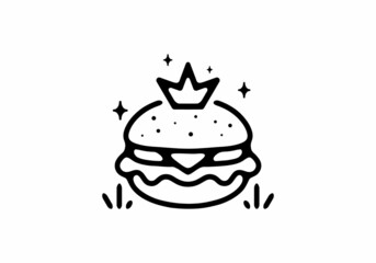 Burger with crown line art illustration