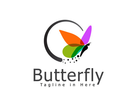 circle modern art flying butterfly logo design template illustration inspiration