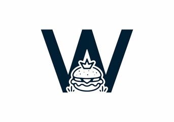 Merger shape of W initial letter with burger and crown
