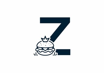 Merger shape of Z initial letter with burger and crown