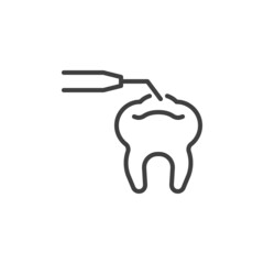 Dental cleaning line icon